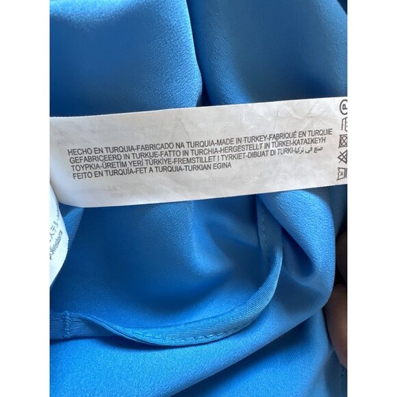 Zara Womens Blue Wrap Dress With Belt Sz M Viscose Chic Street Style Silky Feel - Picture 5 of 10